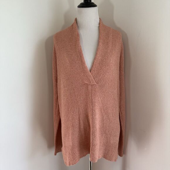 Lilla P Womens Cotton Cashmere Sweater S  Aqua Orange Pink Shawl Collar Oversize - Picture 1 of 10